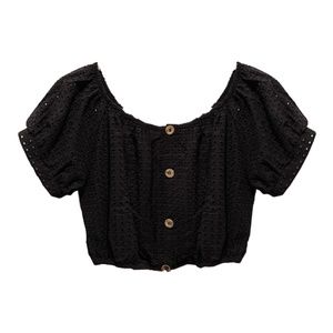 Eberjey Black Eyelet Blouse, Sz M